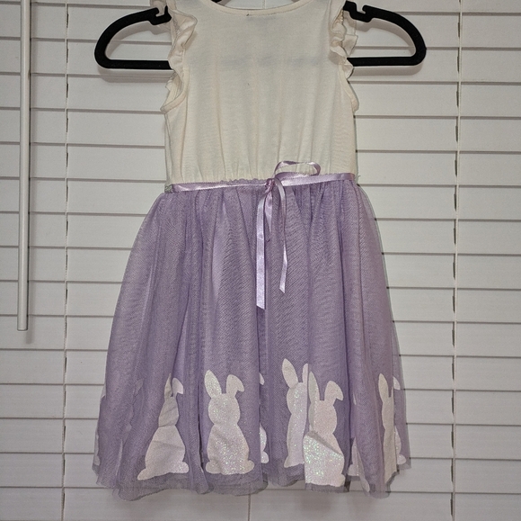 Girls Happy Easter Purple and White Bunny Tulle Dress. Size S. EUC - Picture 8 of 13